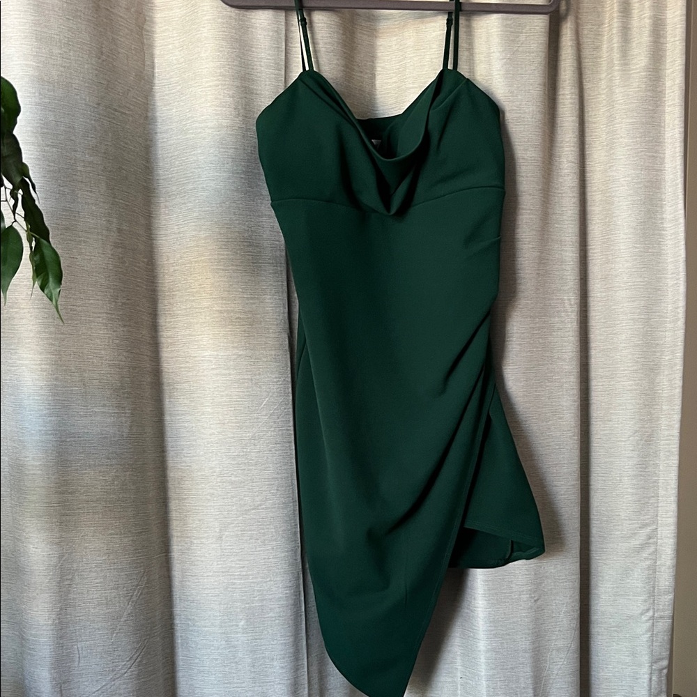 Emerald Sundae Asymmetrical Dark Green Dress